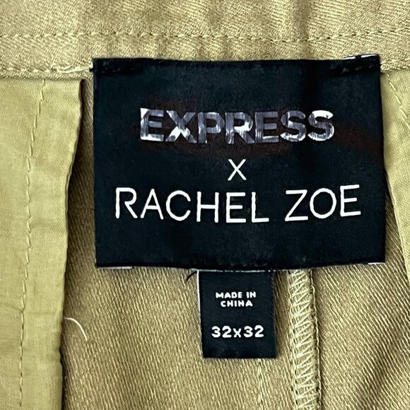 Express x Rachel Zoe Men Striped Green Stretch Pant 32x32 Flat Slim Straight Leg - Picture 7 of 11